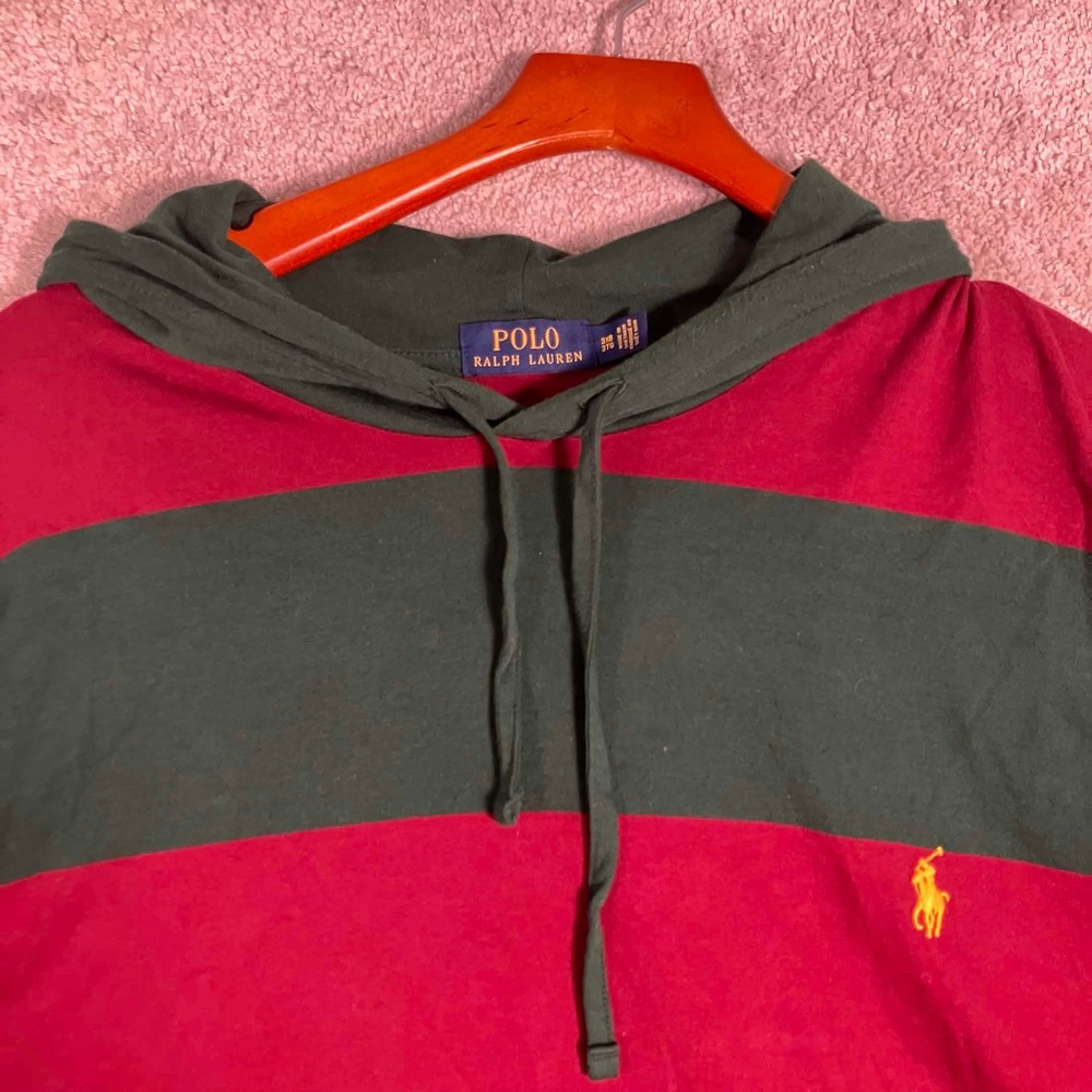Polo Ralph Lauren Hoodie Mens 3XB Green Red Striped Long Sleeve Cotton Big Tall - Picture 3 of 16